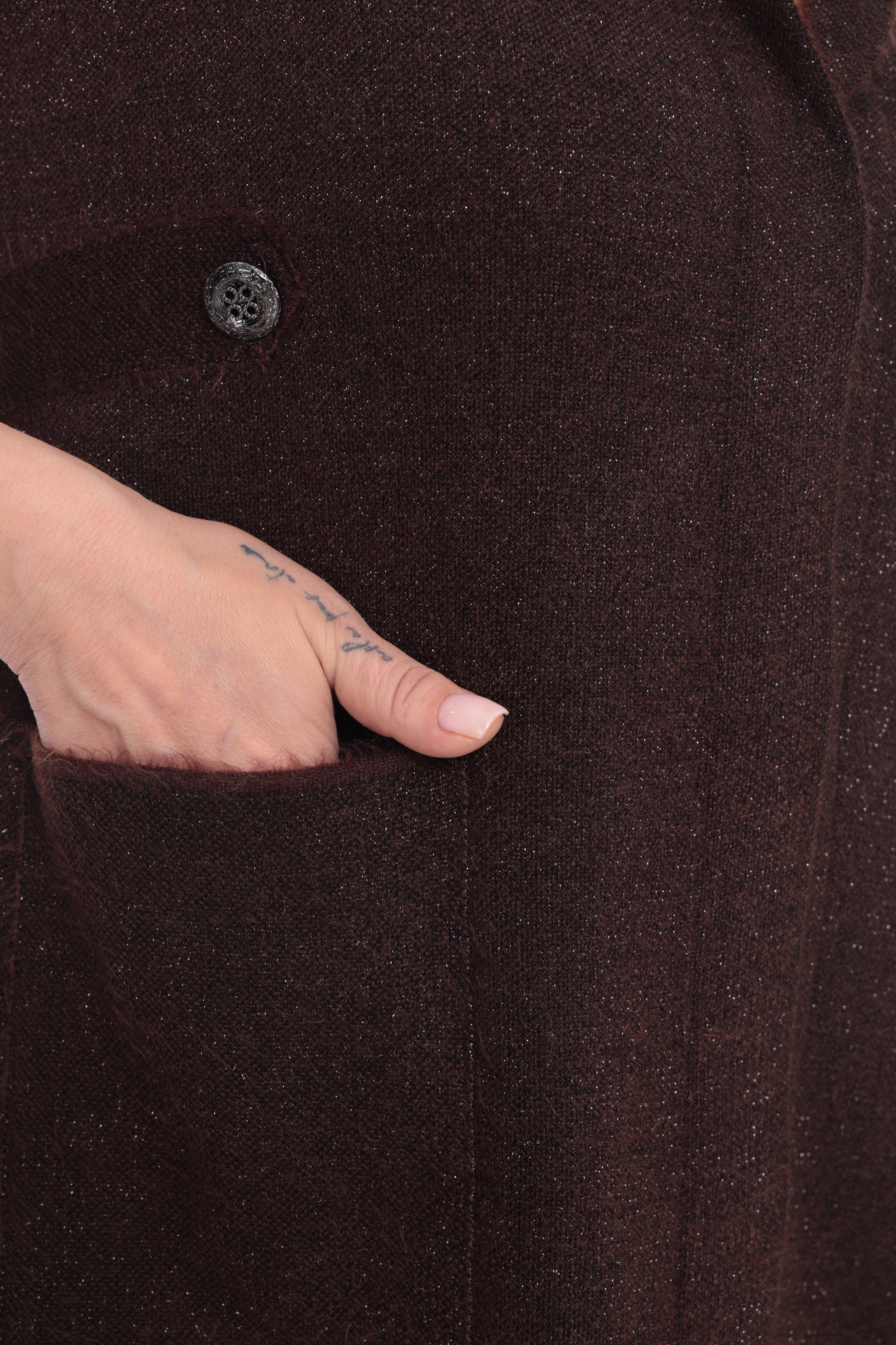 ZIQUES Tailored Lapel Knit Long Vest in Espresso