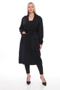 ZIQUES Shimmer Knit Maxi Belted Cardigan in Black