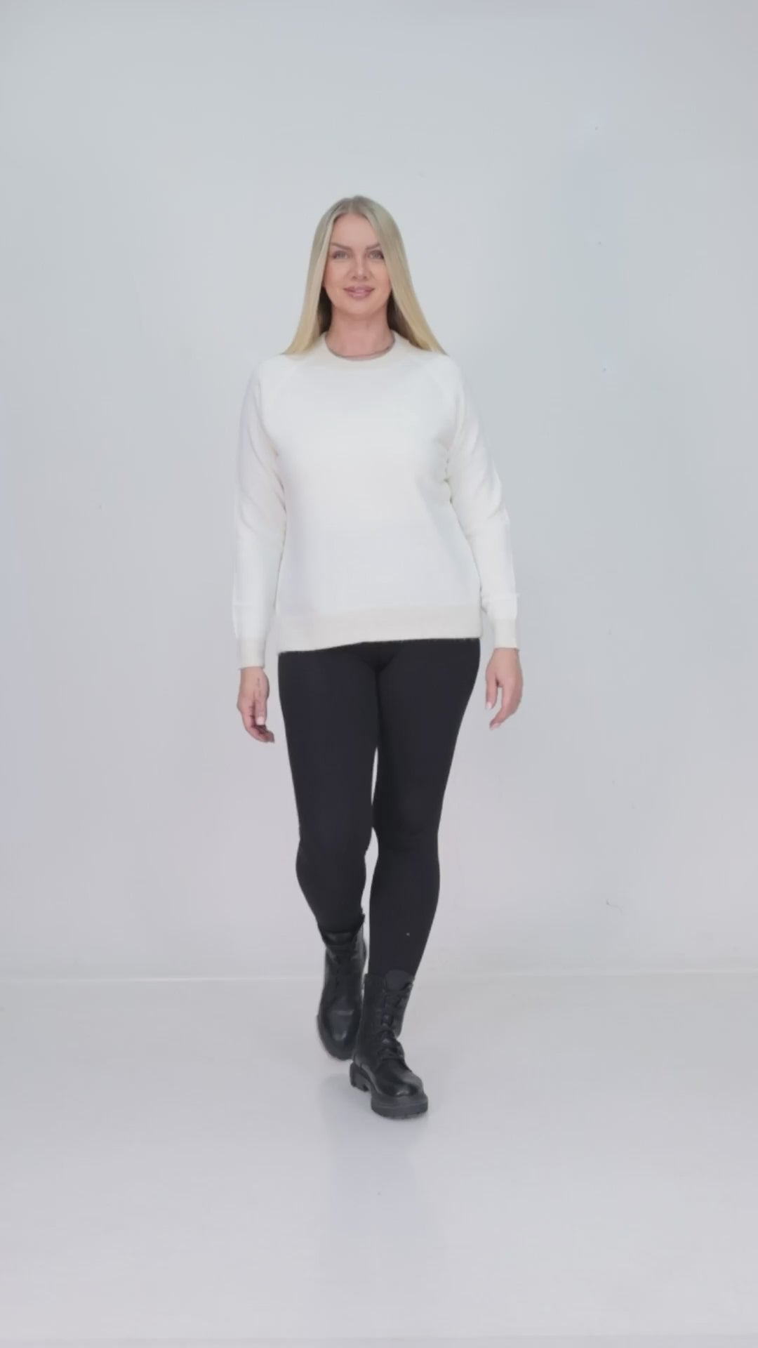 ZIQUES Horizontal Rib Textured Knit Sweater in Ecru